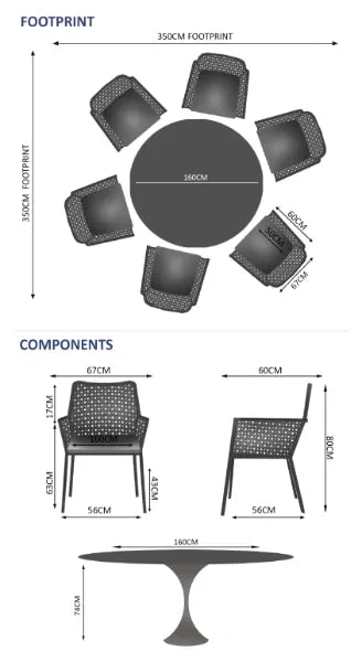 Sphere & Matrix 6 Seat Round Dining Set