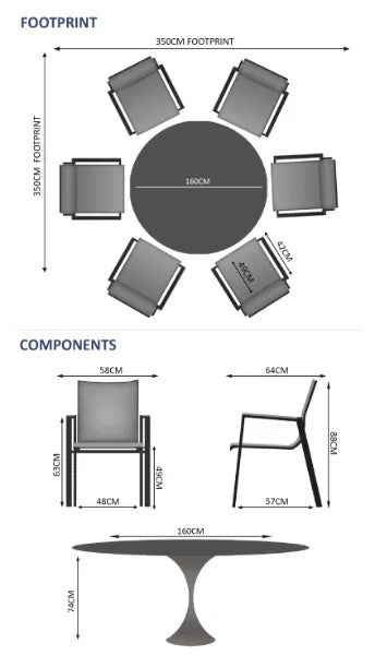 Sphere & Aspen 6 Seat Round Dining Set
